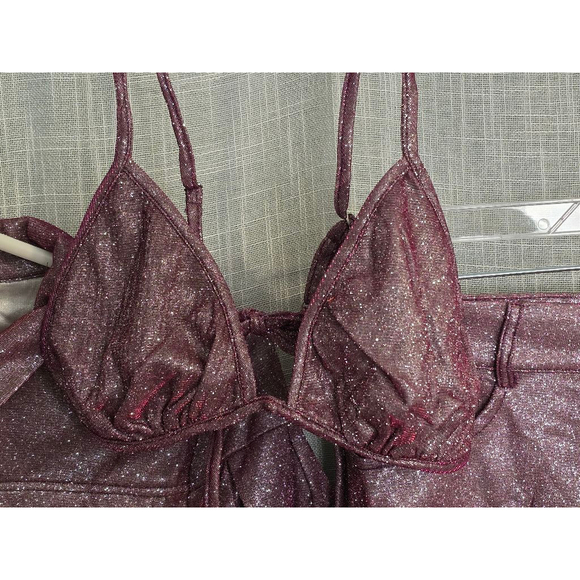 Women's Unbranded 3-Piece Set L Purple pink sparkly Jacket, Top & Shorts - Picture 7 of 12